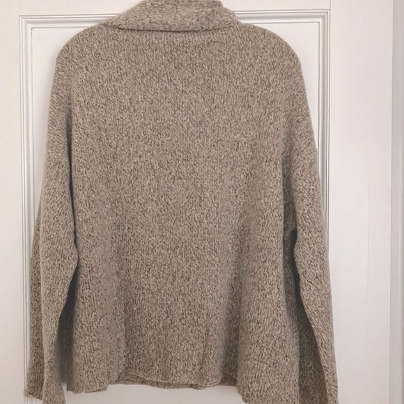 EILEEN FISHER boxy merino wool tweedy turtleneck sweater pullover Size L - Picture 2 of 8
